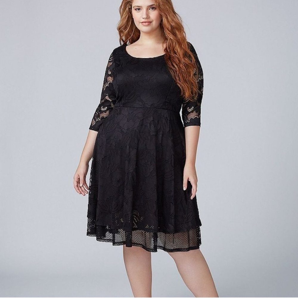 Lane Bryant Size 22 Black Lacy Midi Dress
